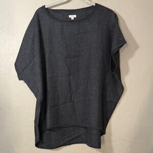 Cuyana grey baby alpaca oversized boxy high low pull on poncho sweater one size